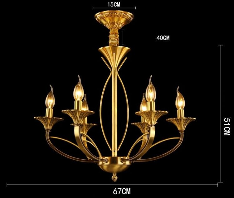 Retro candle chandelier light luxury copper lamps high-end atmospheric for villa/living room/bedroom/dining room/reception room