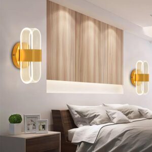 N-Lighten FKL Modern Gold Wall Lamp Transparent Acrylic Lampshade Living room TV Wall LED Bedroom Corridor Aisle Lamp