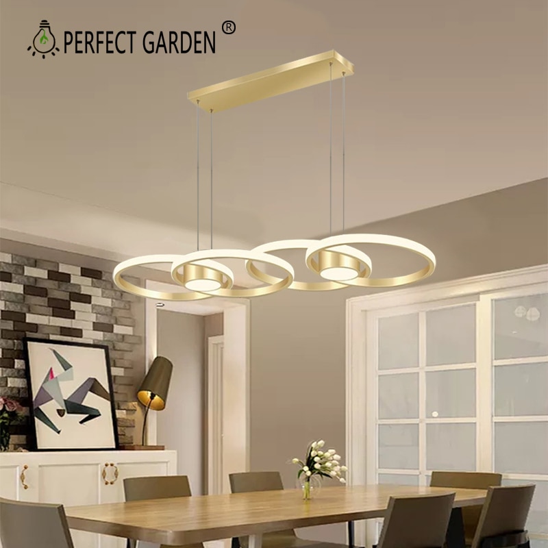 Rijden uitdrukking Hechting Creative Modern Brown LED ring Chandelier For Hotel Dining Table Bedroom  Living room | N-Lighten