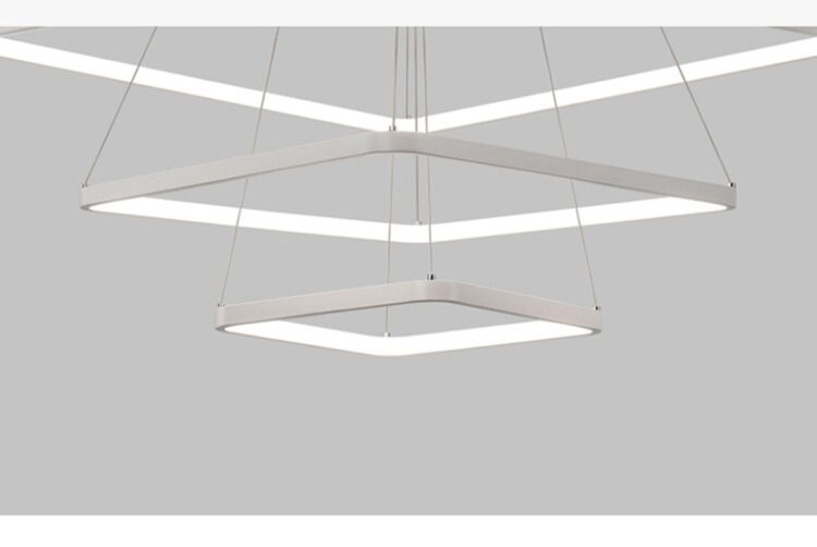 Modern LED Pendant Light 3 Rings Square Pendant Lamp Suspension Lighting Fixture For Living Room Bedroom Dining Room 19