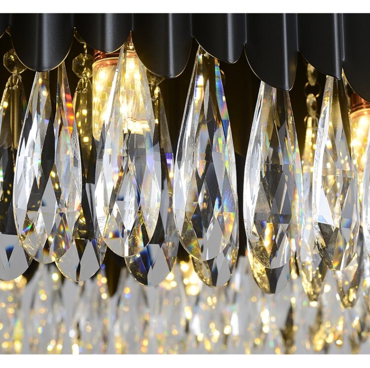 Black Gold Crystal Designer LED Hanging Lamps Lustre Chandelier Lighting Suspension Luminaire Lampen For Dinning Room 10