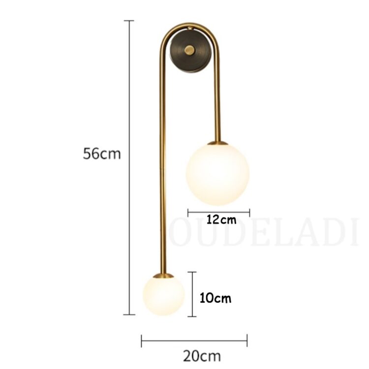 Nordic Glass ball bedside wall lamp G9 LED bedroom living room staircase aisle modern brass decor TV background wall lamp 5