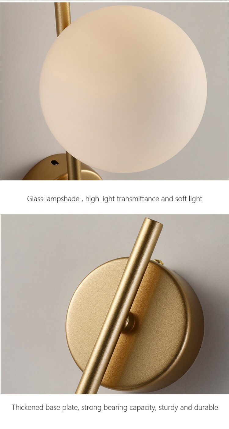 Modern Minimalist Wall Sconce Lamp Bedside Lamp Creative Personality Nordic Decoration Glass Ball Led Interior Lighting 6