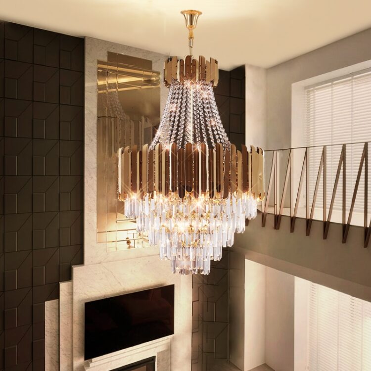 Modern Luxury Crystal Light Living Room Chandelier Hotel Lobby Decoration Gold Crystal Chandelier Lighting Villa Hall Stair Lamp 2
