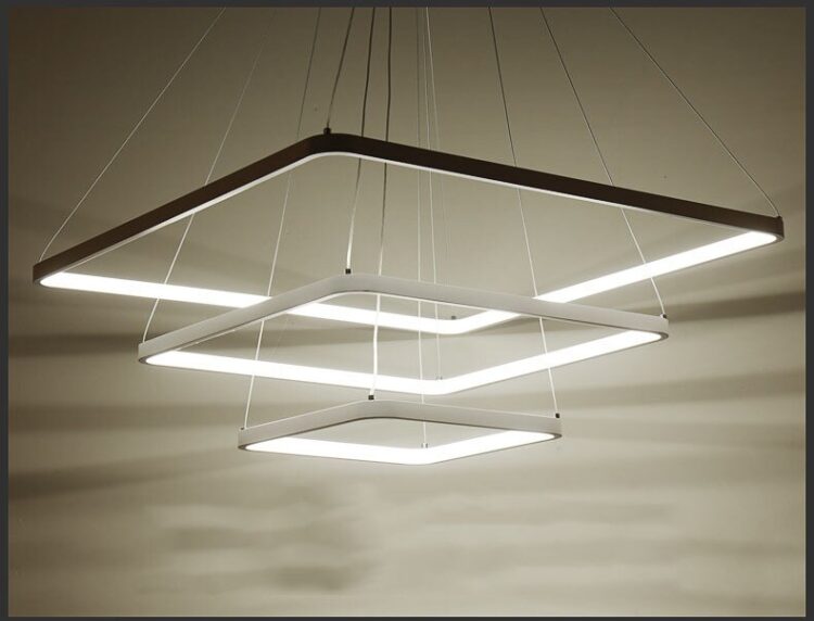 Modern LED Pendant Light 3 Rings Square Pendant Lamp Suspension Lighting Fixture For Living Room Bedroom Dining Room 11