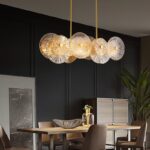 Postmodern Stainless Steel Glass Designer Chandelier Hanging Lamp Lustre Chandelier Lighting Fixture For Foyer 2