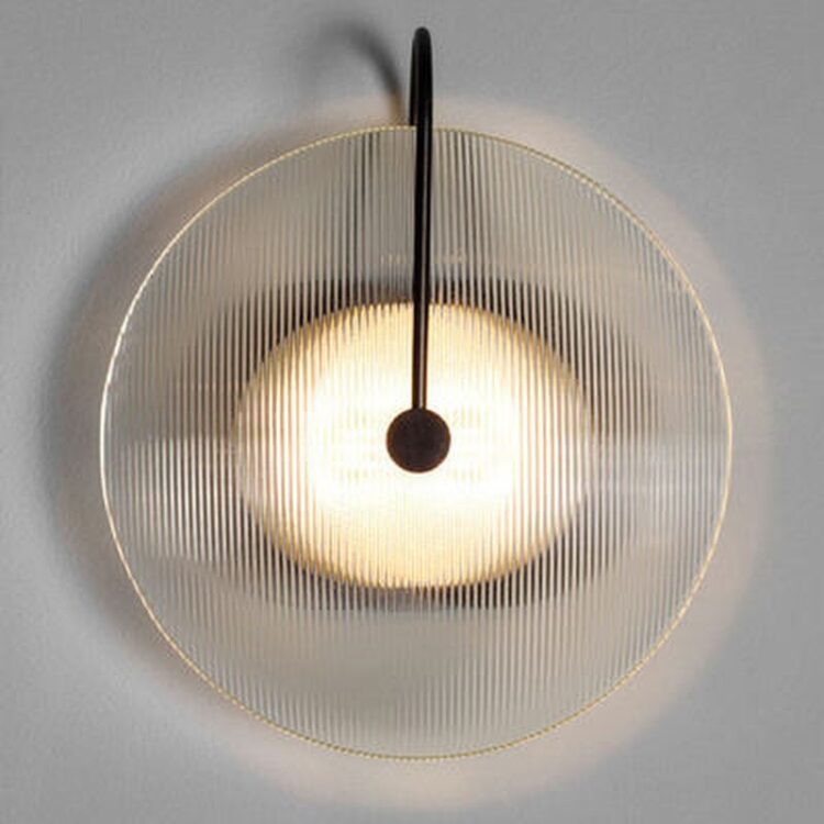 Nordic modern minimalist creative personality glass living room round bed bedroom aisle wall light model house wall lamp 4