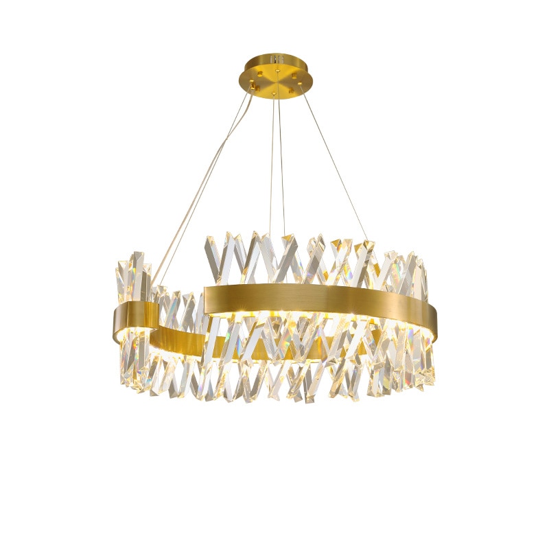 LED Postmodern C shaped Round Gold Crystal Designer Lustre Chandelier Lighting Suspension Luminaire Lampen For Dinning Room 1