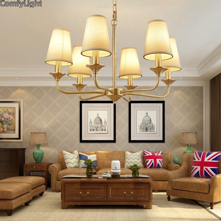 Royal copper chandelier led bulb gold modern Luxury dining room/bedroom Amerian/England/Nodic Suspension luminaire Hanging lamp