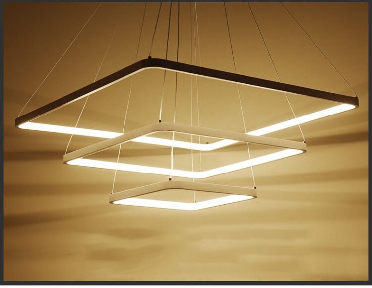 Modern LED Pendant Light 3 Rings Square Pendant Lamp Suspension Lighting Fixture For Living Room Bedroom Dining Room 10