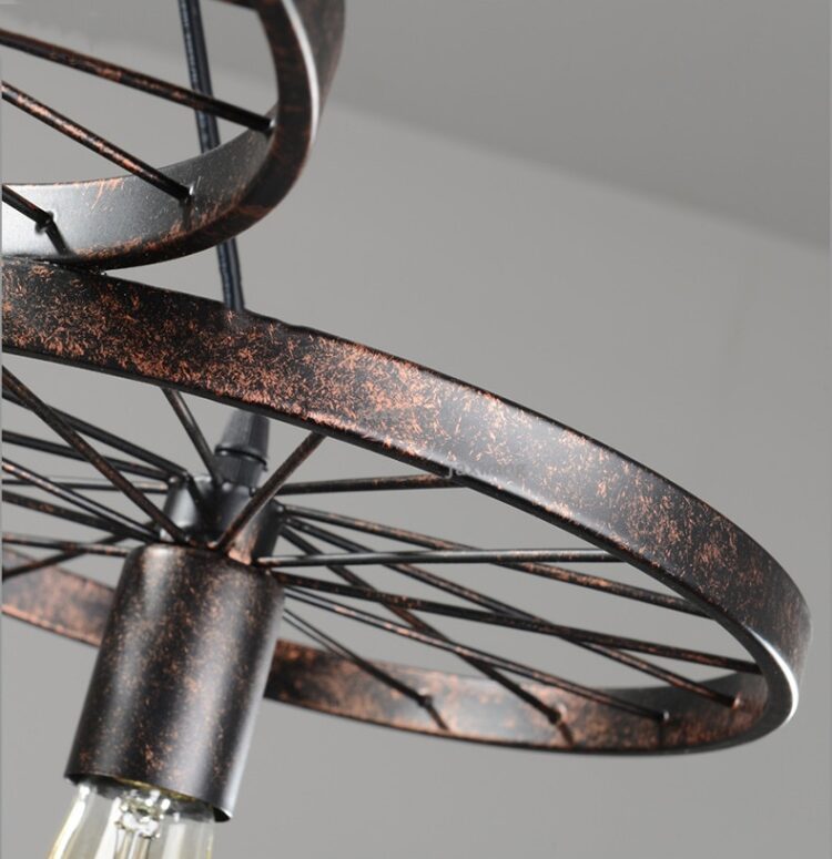 Vintage Loft Pendant Lights Wheel Decoration Retro Light Fixtures Dining Room Creative Industrial Pendant Lamp 4