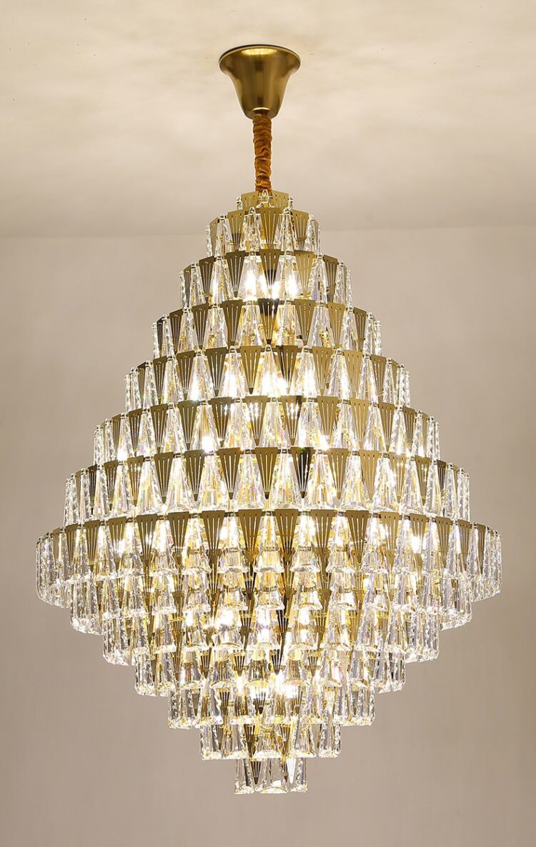 Simple and atmospheric large chandelier villa duplex building model room spiral staircase light luxury crystal chandelier 5
