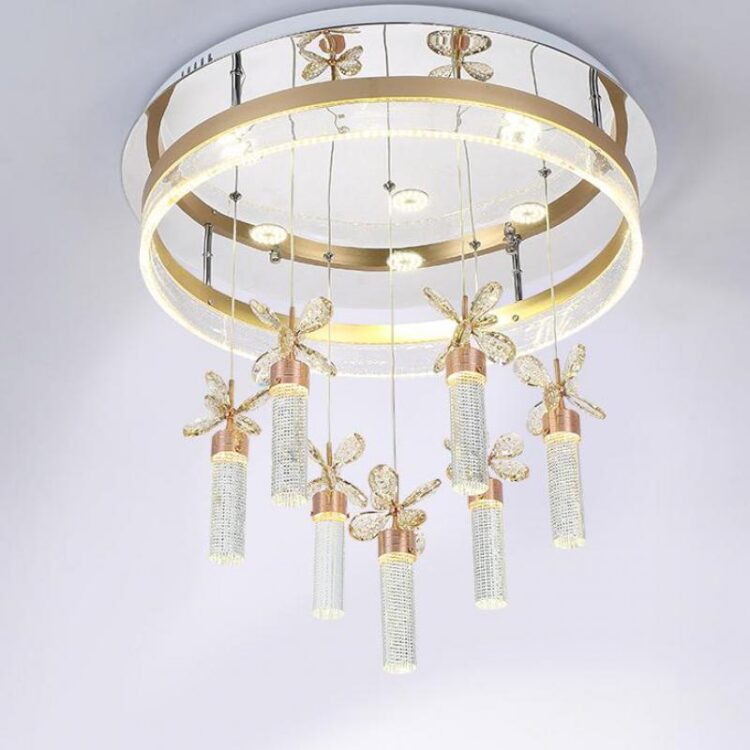Led cylinder chandelier Dining surface Bubble Column Crystal lamp Remote Control Chandeliers 3