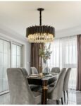 Black Gold Crystal Designer LED Hanging Lamps Lustre Chandelier Lighting Suspension Luminaire Lampen For Dinning Room 8
