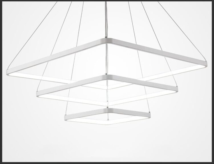 Modern LED Pendant Light 3 Rings Square Pendant Lamp Suspension Lighting Fixture For Living Room Bedroom Dining Room 9