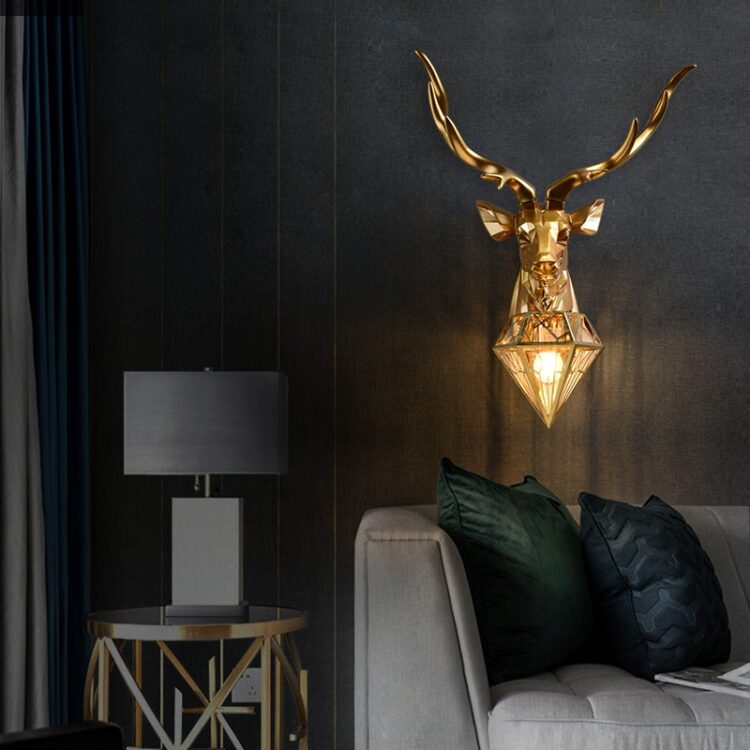 Nordic Design Deer Head Wall Lamp Antler Resin Decor Wall Light Bedroom Living Room Wall Lamp Personality Creative Indoor Lamp 4