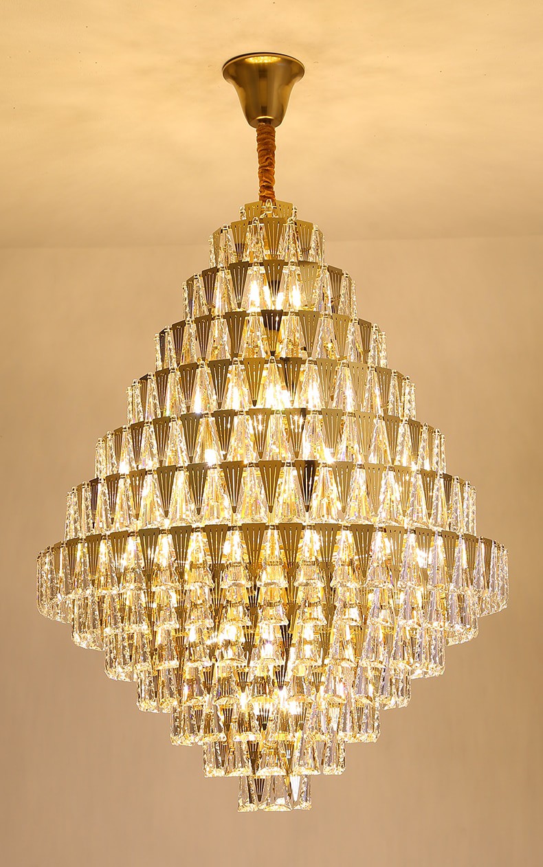 Simple and atmospheric large chandelier villa duplex building model room spiral staircase light luxury crystal chandelier 4