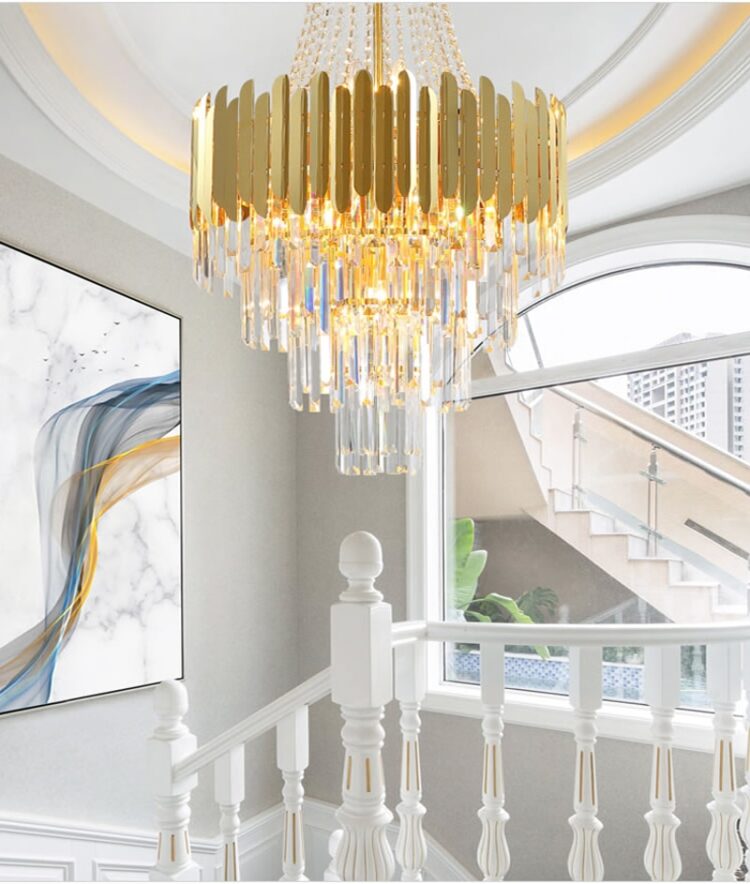 Modern Luxury Crystal Light Living Room Chandelier Hotel Lobby Decoration Gold Crystal Chandelier Lighting Villa Hall Stair Lamp 9