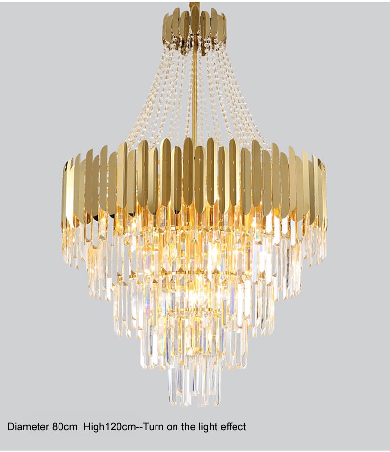 Impure Suffocate Miscellaneous goods Luxury Crystal Light Living Room Chandelier Hotel Lobby Decoration Gold  Crystal Chandelier Lighting Villa Hall Stair Lamp | N-Lighten