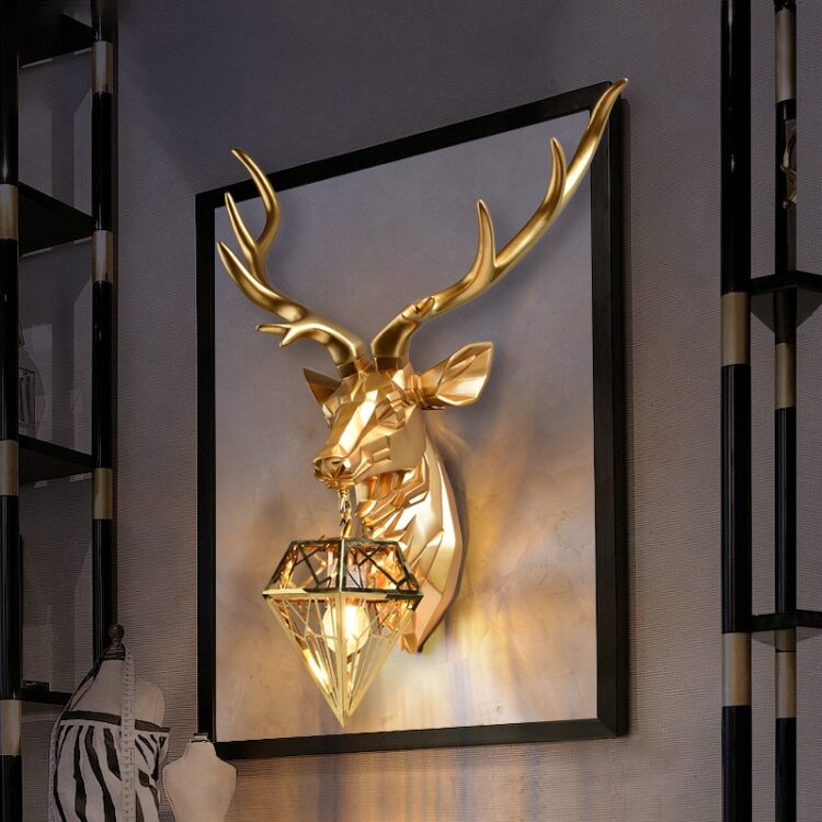 Nordic Design Deer Head Wall Lamp Antler Resin Decor Wall Light Bedroom Living Room Wall Lamp Personality Creative Indoor Lamp 2