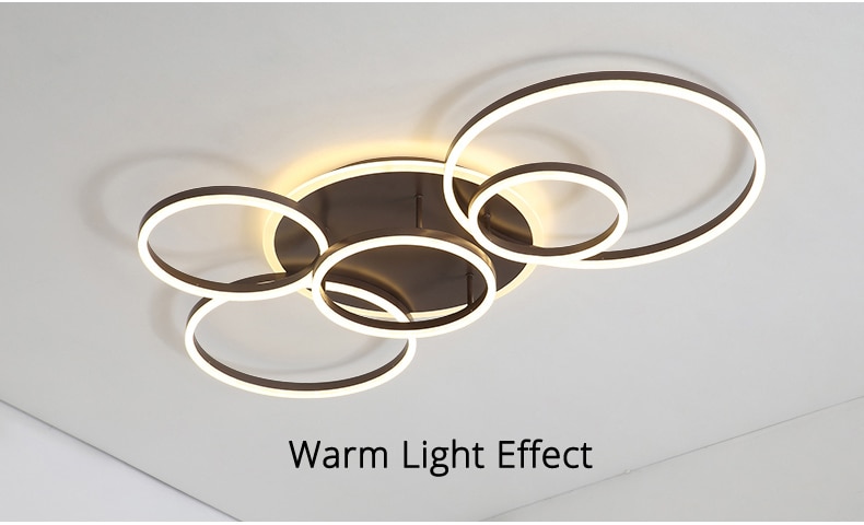Modern Round Design Ceiling Lights For Living Room Bedroom Gold White Coffee Painted Circle Rings Lighting Fixtures Luminaire 15