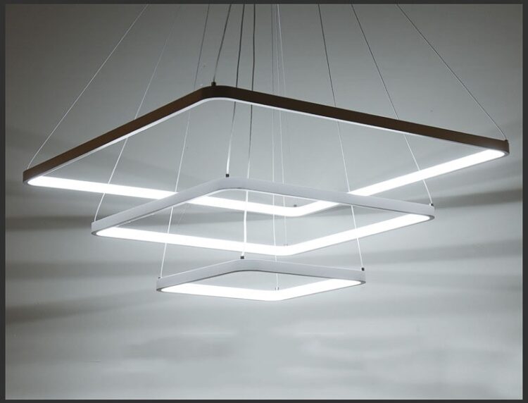 Modern LED Pendant Light 3 Rings Square Pendant Lamp Suspension Lighting Fixture For Living Room Bedroom Dining Room 12