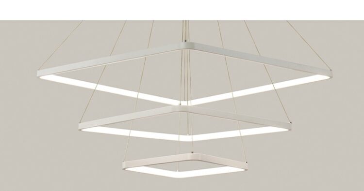Modern LED Pendant Light 3 Rings Square Pendant Lamp Suspension Lighting Fixture For Living Room Bedroom Dining Room 18