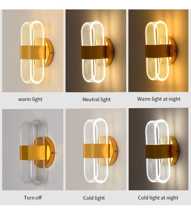 FKL Modern Gold Wall Lamp Transparent Acrylic Lampshade Living room TV Wall LED Bedroom Corridor Aisle Lamp 6