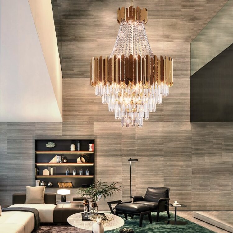 Modern Luxury Crystal Light Living Room Chandelier Hotel Lobby Decoration Gold Crystal Chandelier Lighting Villa Hall Stair Lamp 4