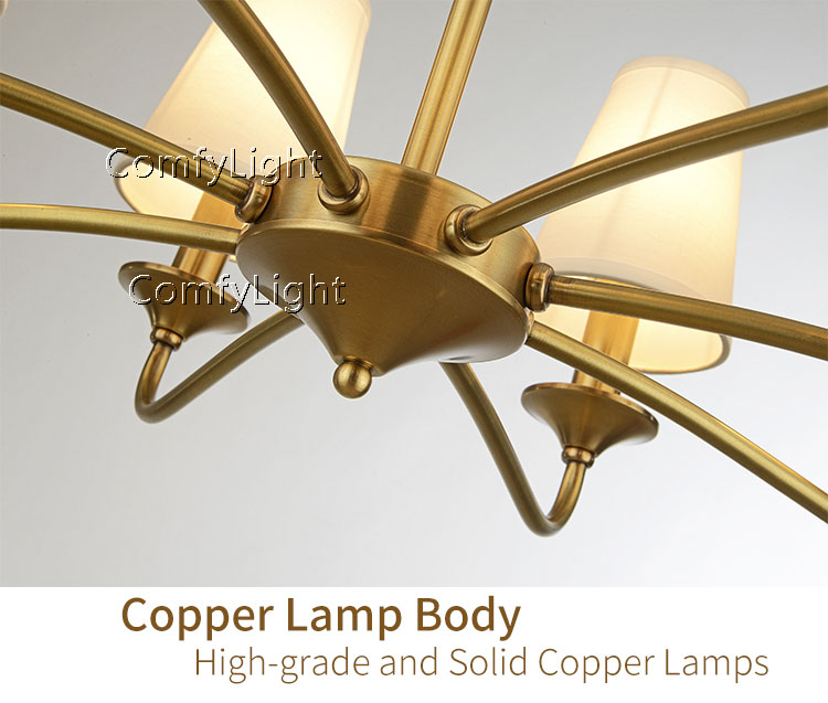 Royal copper chandelier led bulb gold modern Luxury dining room/bedroom Amerian/England/Nodic Suspension luminaire Hanging lamp 10