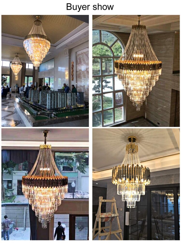 Modern Luxury Crystal Light Living Room Chandelier Hotel Lobby Decoration Gold Crystal Chandelier Lighting Villa Hall Stair Lamp 11