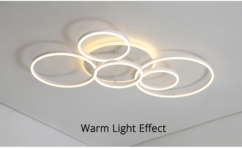 Modern Round Design Ceiling Lights For Living Room Bedroom Gold White Coffee Painted Circle Rings Lighting Fixtures Luminaire 13