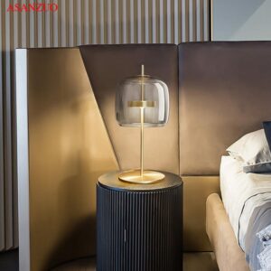 Nordic Gray Glass Table Lamps LED