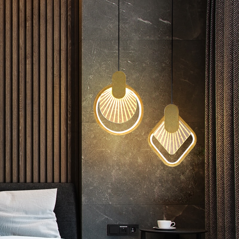 Nordic Luxury Bedroom Bedside Led Pendant Lights Modern Minimalist Restaurant Bar Decor Hanging Lamp Geometry Decor Pendant Lamp 1