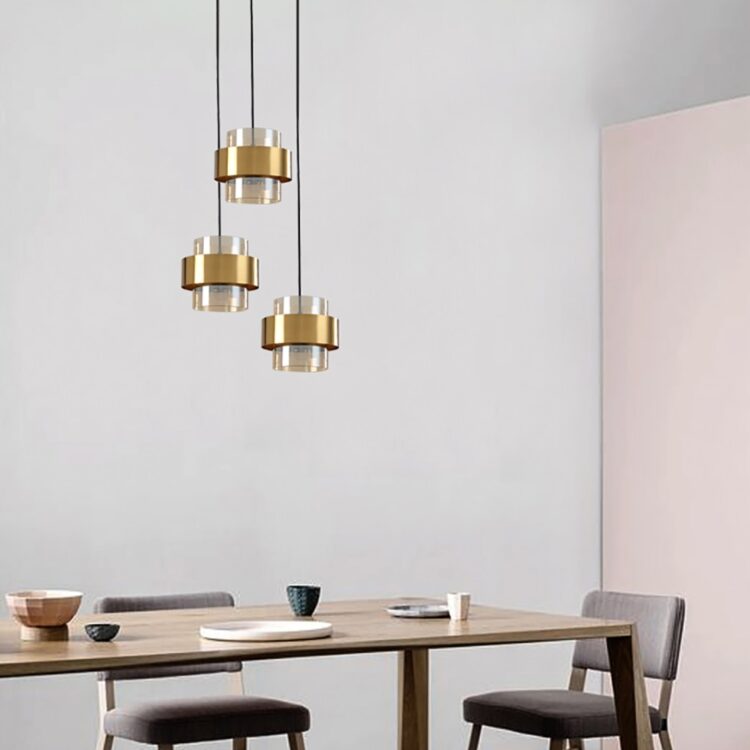 Nordic Gold Cylindrical LED Pendant Lights Luxury Glass Bedside Restaurant Bar Table Pendant Lamps Modern Decoration Lighting 6