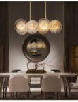 Postmodern Stainless Steel Glass Designer Chandelier Hanging Lamp Lustre Chandelier Lighting Fixture For Foyer 7