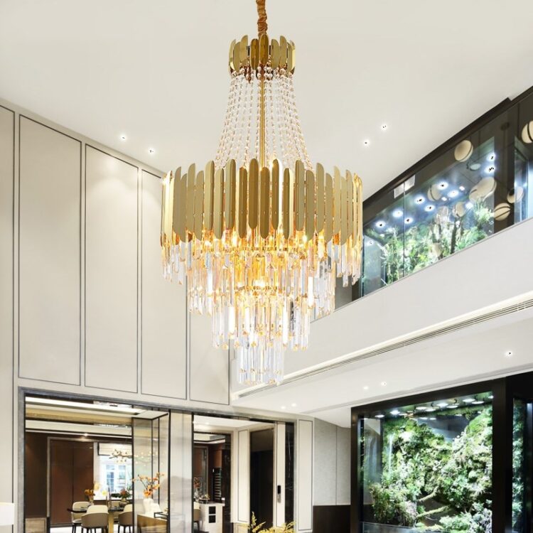 Modern Luxury Crystal Light Living Room Chandelier Hotel Lobby Decoration Gold Crystal Chandelier Lighting Villa Hall Stair Lamp 3
