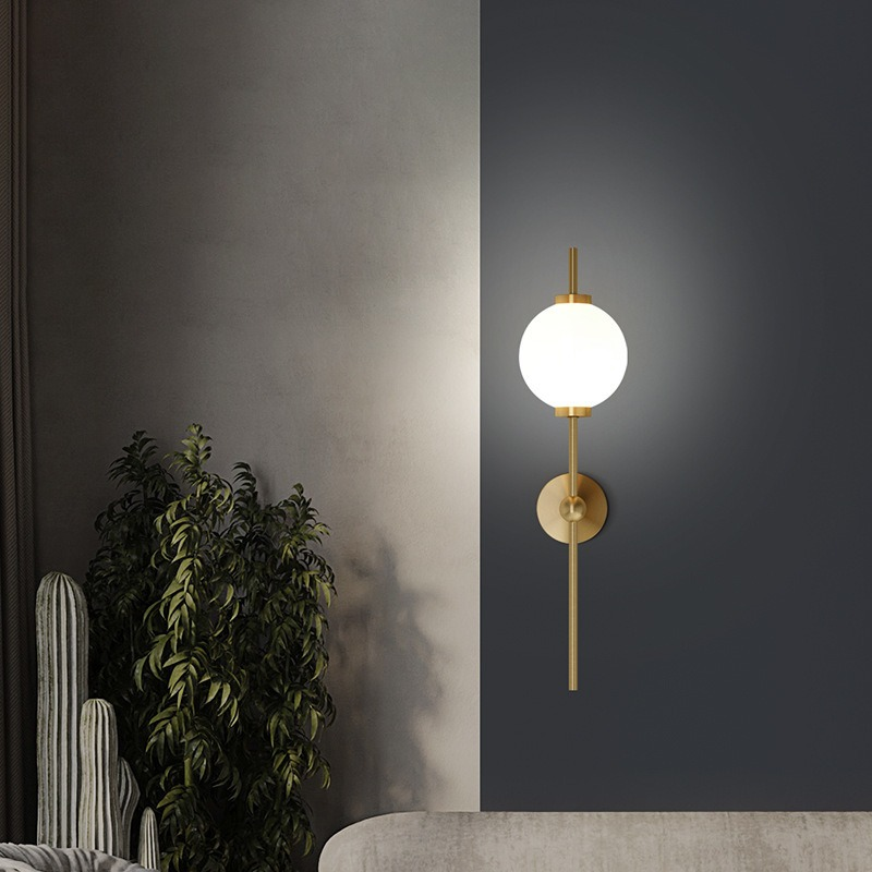Modern Led Glass Ball Wall Lamp Nordic Golden Metal lamp