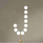 Modern White Glass Ball Pendant Lamp For Restaurant Hall Creative Necklace Design Decro Light Fixtures With 8 Bulbs 2