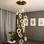 Stairway chandelier modern minimalist crystal long chandelier-22 heads