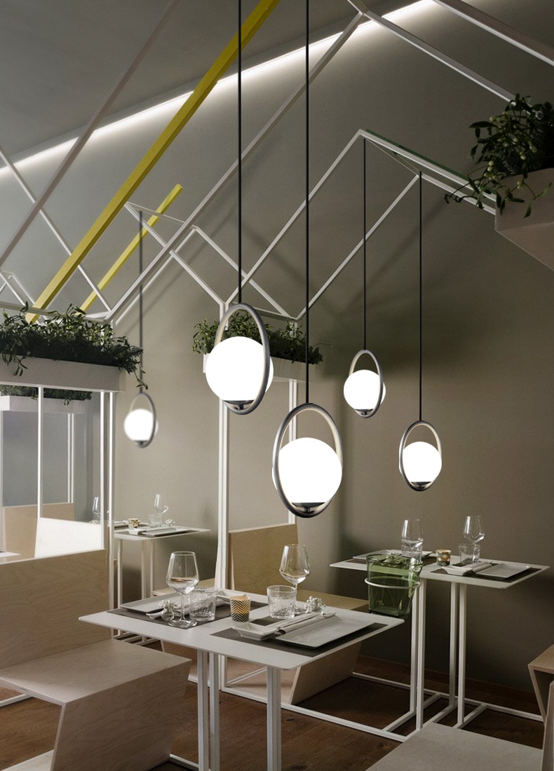 Nordic Design Glass Ball Chandelier Creative Studio Living Room Bedside Hanging Lights Ailse Coffee Shop Light With Led Bulbs 1