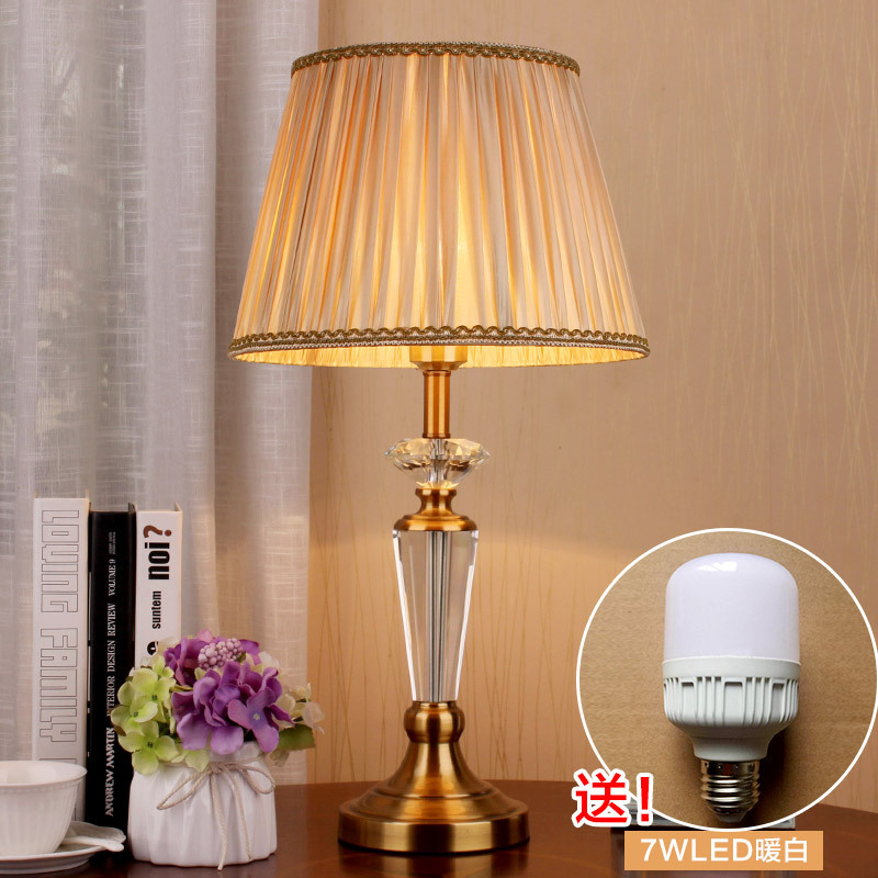 Modern simple crystal table lamp bedroom bedside lamp living room study simple light luxury  dimming table lamp