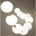 Modern White Glass Ball Pendant Lamp For Restaurant Hall Creative Necklace Design Decro Light Fixtures With 8 Bulbs 5