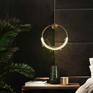 Modern copper household chandelier Nordic personality round dining room bedroom light luxury design bedside lamp 1