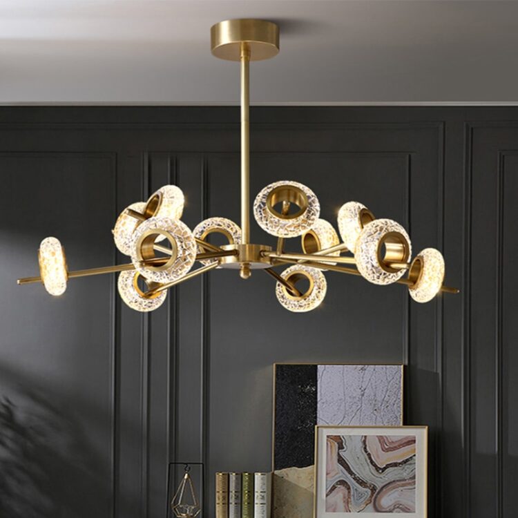 New Copper Molecular Led Chandelier Lighting Home Decor Living Room Bedroom Nordic Luxury Wristband Crack Lamps 2