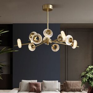 New Copper Molecular 12 head Led Chandelier Lighting wiht Wristband Crack Lamps