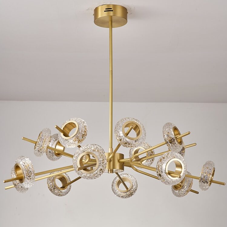 New Copper Molecular Led Chandelier Lighting Home Decor Living Room Bedroom Nordic Luxury Wristband Crack Lamps 4