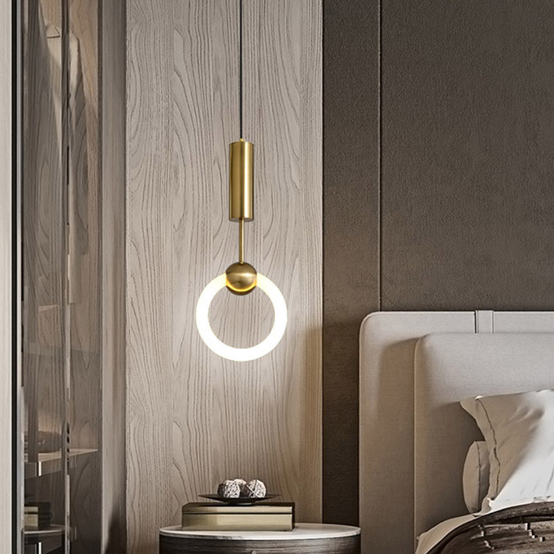 Nordic creative bedroom bedside pendant entrance bar restaurant ring light decoration designer's pendant light