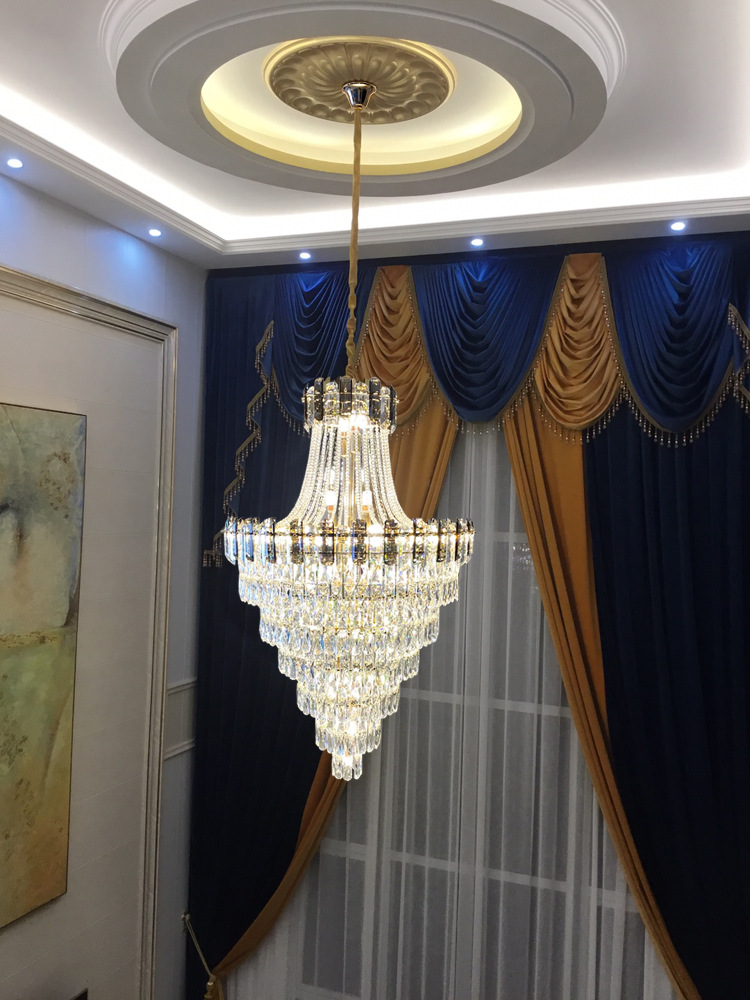 Light luxury duplex building living room crystal large chandelier