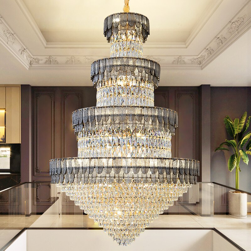 European designer style duplex villa loft crystal chandelier in luxury hotel mall